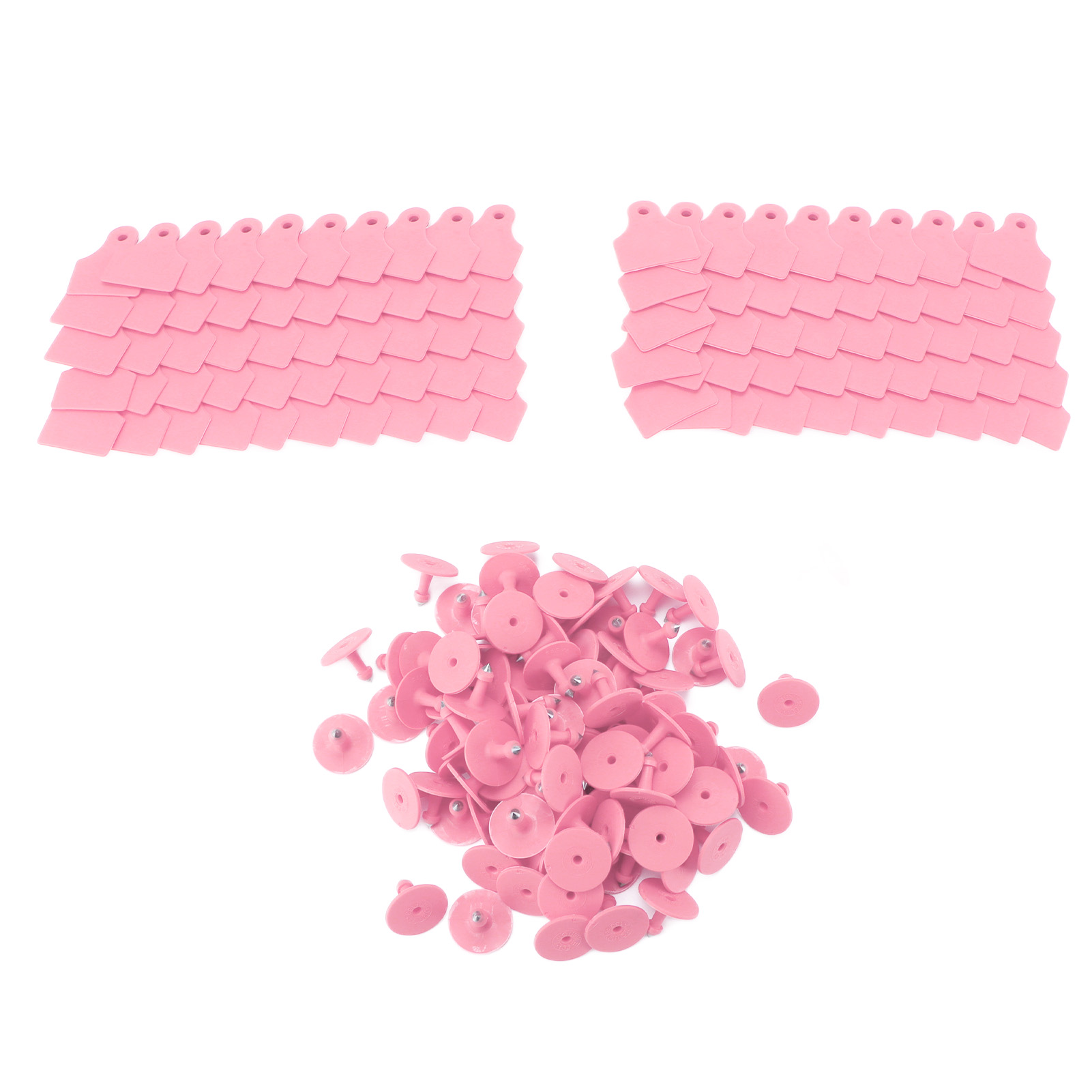 Packung Mit 100 Unbedruckten Ohrmarken Aus Kunststoff Für Nutztiere (schafe, Rinder, Schweine) – Landwirtschaftlicher Bedarf – Rosa