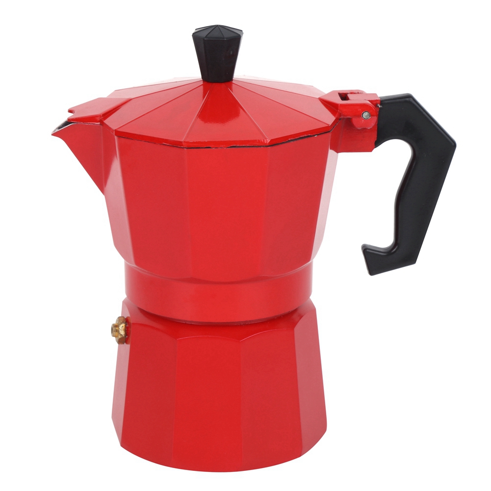 300 Ml (6 Tassen) Italienische Aluminium-kaffeemaschine Mit Zubehör Für Büro Und Zuhause (rot)