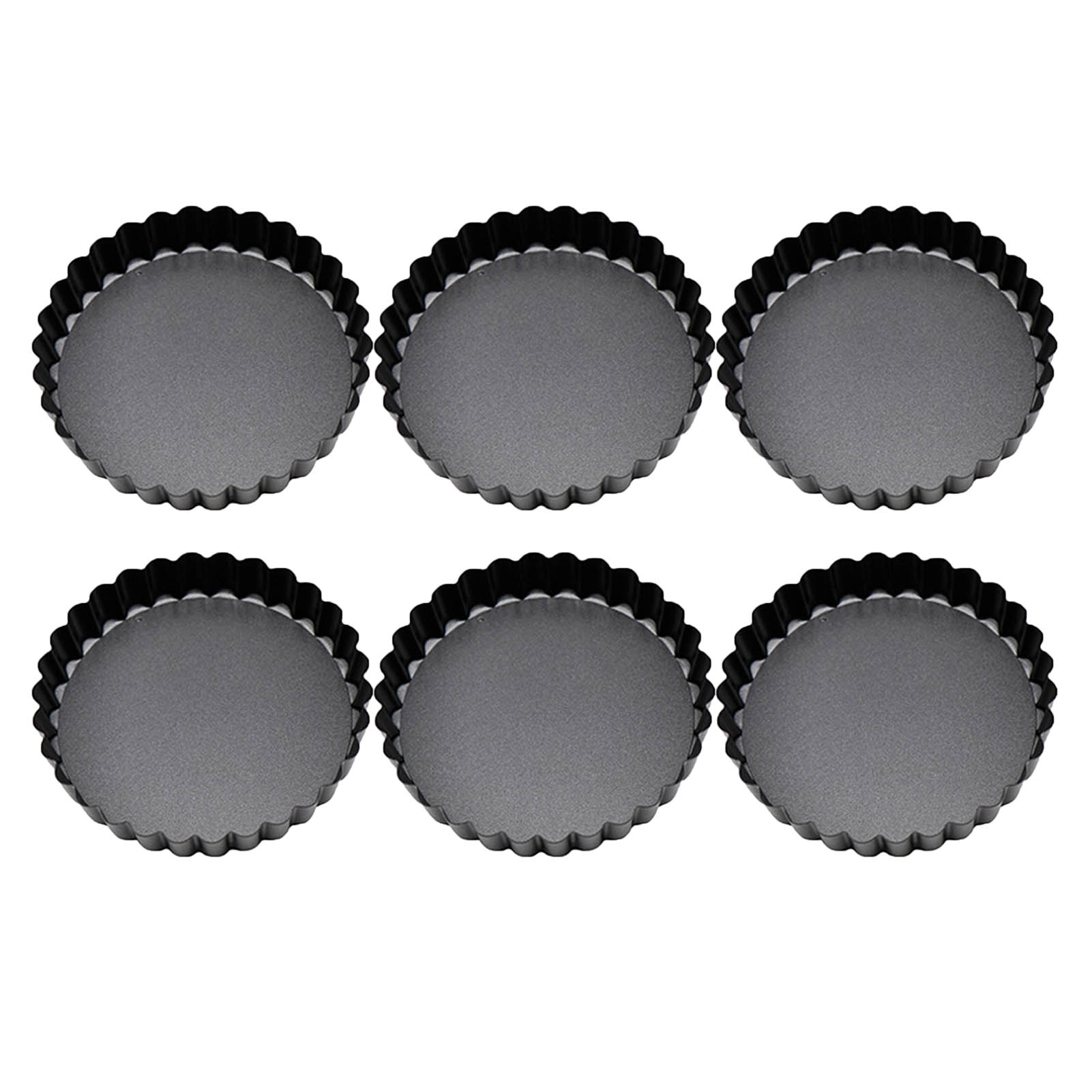 Set Mit 6 Runden, Schwarzen Mini-kuchenformen Mit 7,5 Cm Durchmesser Und Abnehmbarem Boden, Perfekt Für Eierkuchen, Muffins Und Andere Desserts.