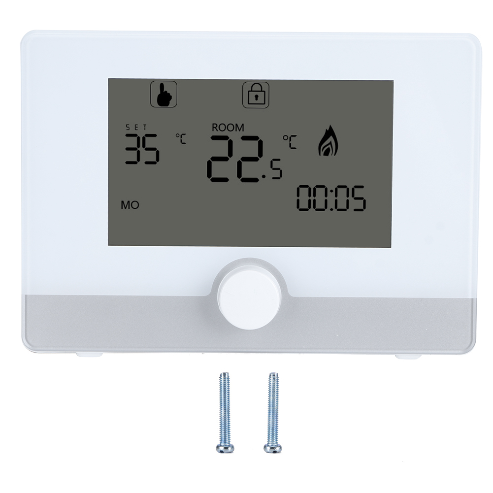 Schwarzer Programmierbarer Thermostat Für Wandmontierten Heizkessel