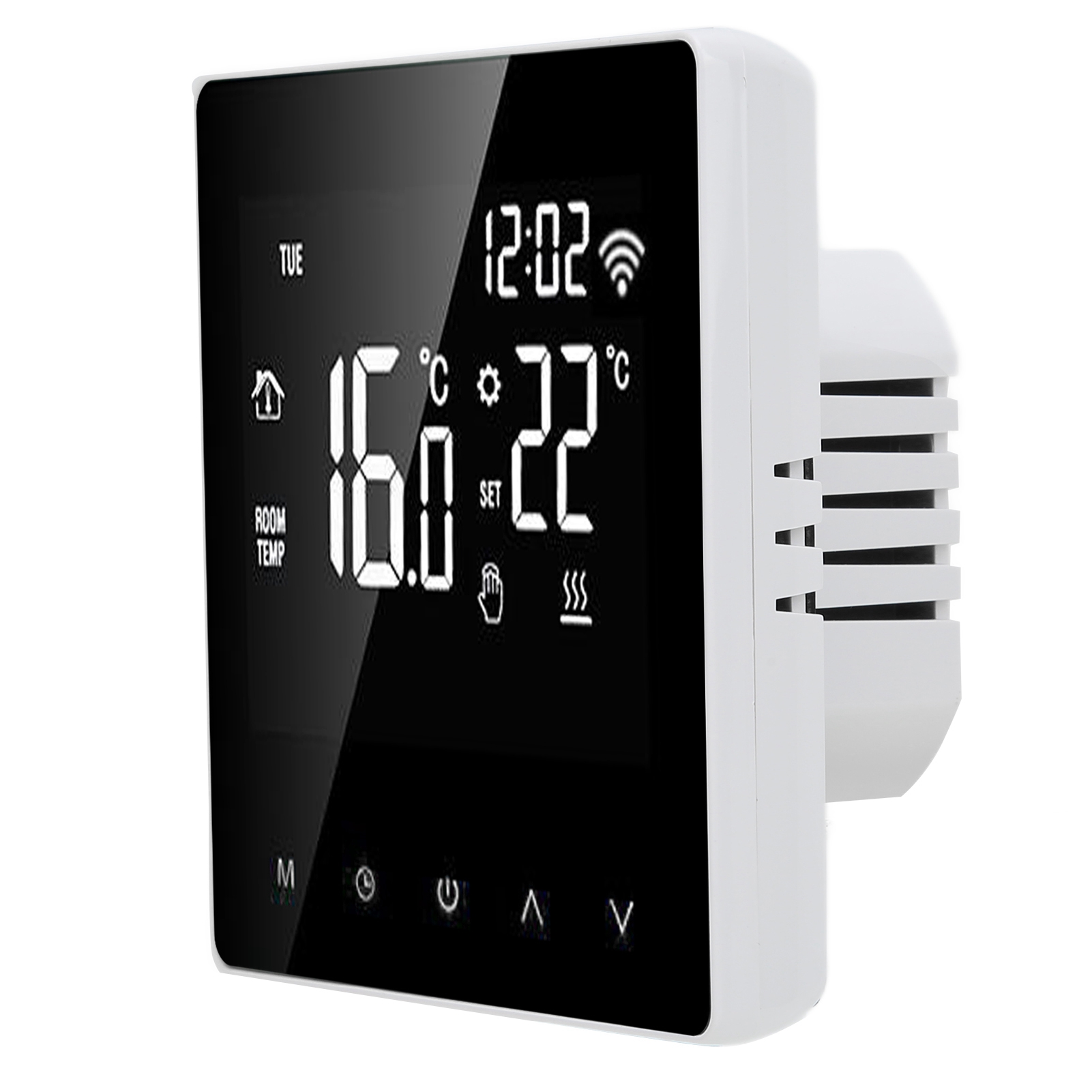 Tuya Me81h Wlan-smart-thermostat Für 230-v-wand-warmwasserbereiter Mit Lcd-display, Weißem Hintergrund, Weißen Tasten Und 16 A