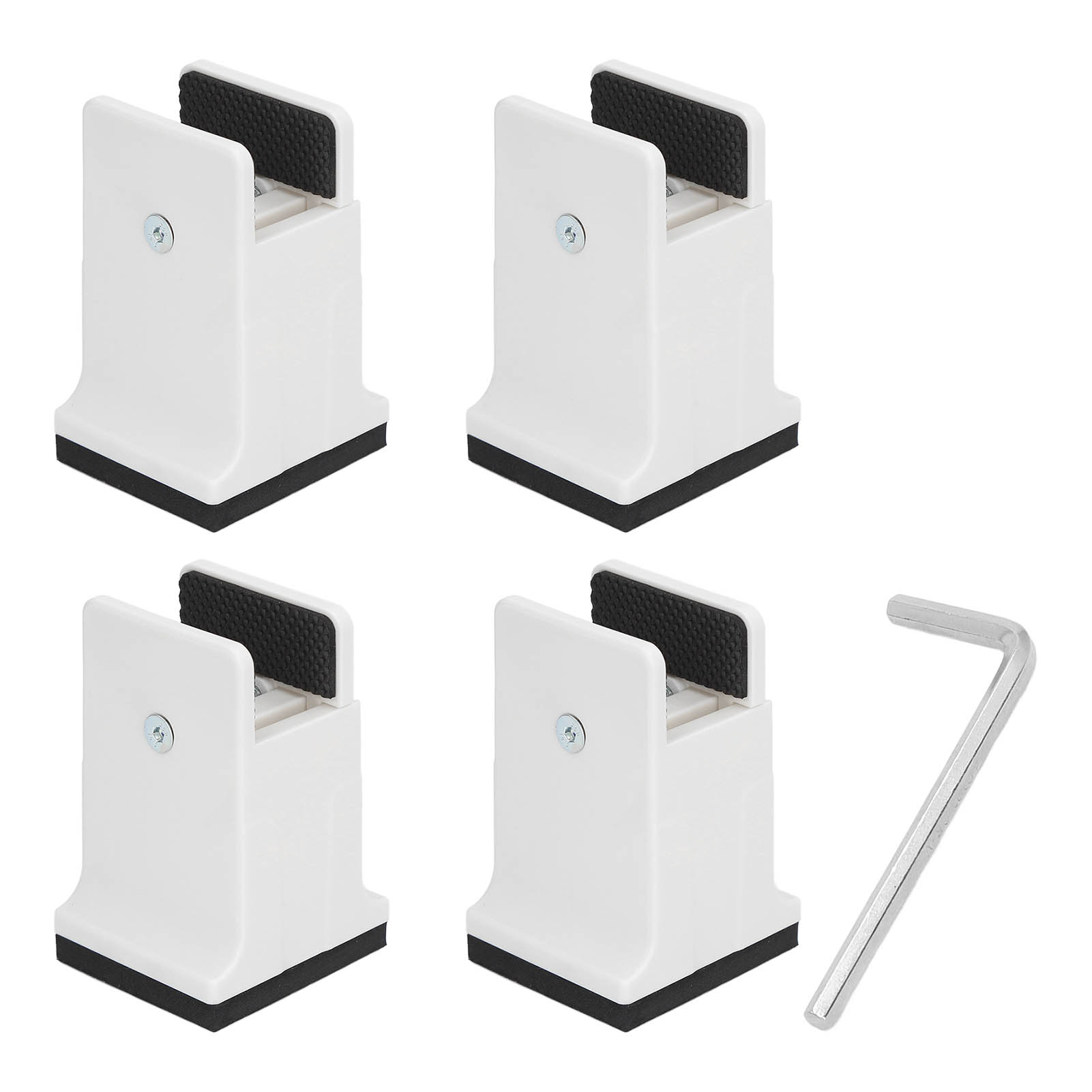 Set Mit 4 Verstellbaren Möbelfüßen Mit Schraubklemme, Aus Robustem, Weißem Gummi, Für Bett Und Sofa.