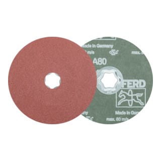 PFERD TOOLS COMBICLICK Korund Fiberscheibe Ø 125 mm A80 für universelle Anwendungen