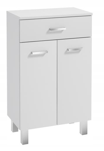 Badezimmerschrank 50x82,5 Cm, Stehend Auf Füßen, Weiß Glänzend Mea