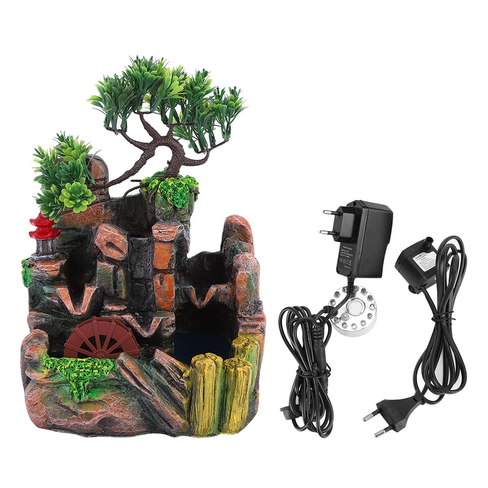 Miniatur-wasserfallbrunnen Aus Kunstharz, Felslandschaftsdekoration Für Zuhause, Mit Sprühnebeleffekt, 220-v-eu-stecker