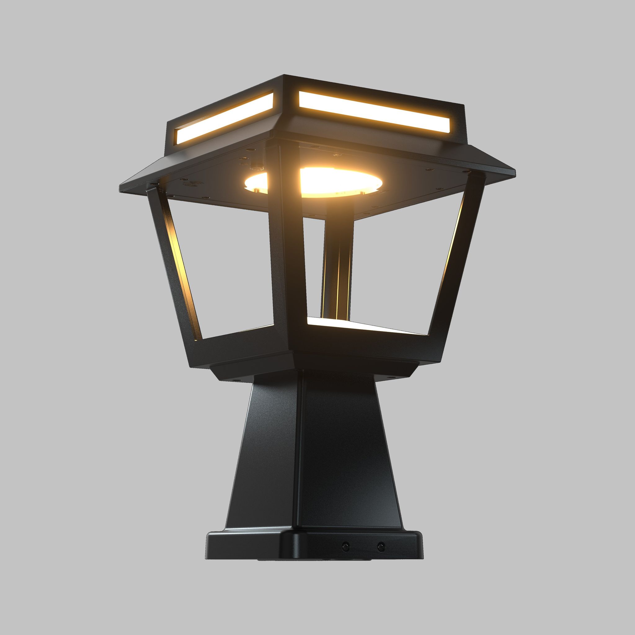 Led Mauerleuchte Solar 15w Tower 100lm/w Mit Bewegungssensor 3000k - 4000k - 6500k Schwarz Wählbar (warm-neutral-kalt)