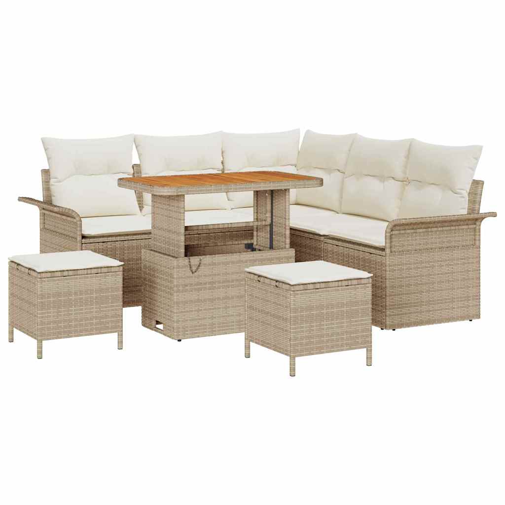 Maison Exclusive - Garten-sofa-set 8 Stk. 7-sitzer Beige Und Crem