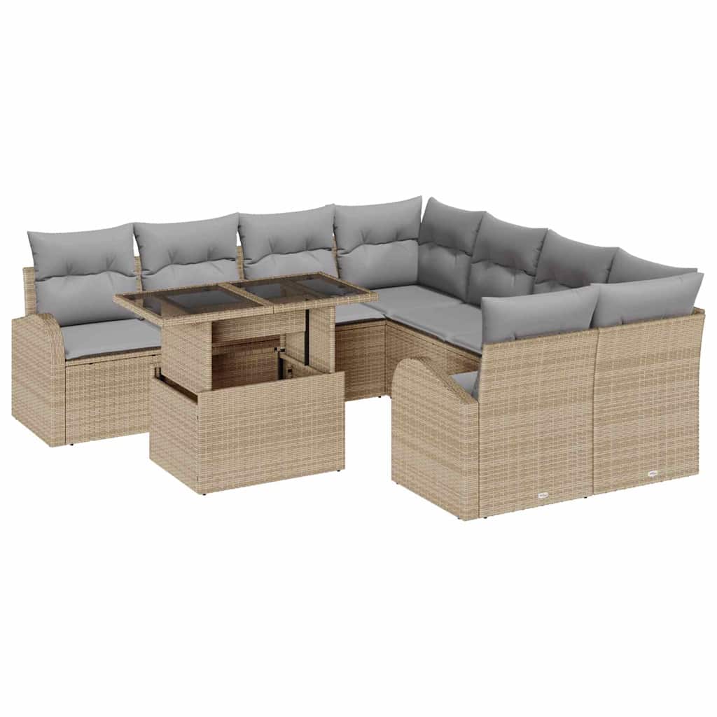 Maison Exclusive - Garten-sofa-set 9 Stk. Beige [synthetisch]: Po