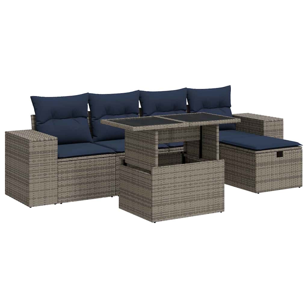 Vidaxl Rattanmöbel - 6-tlg. Garten-sofagarnitur Mit Kissen Braun Poly Rattan Akazie