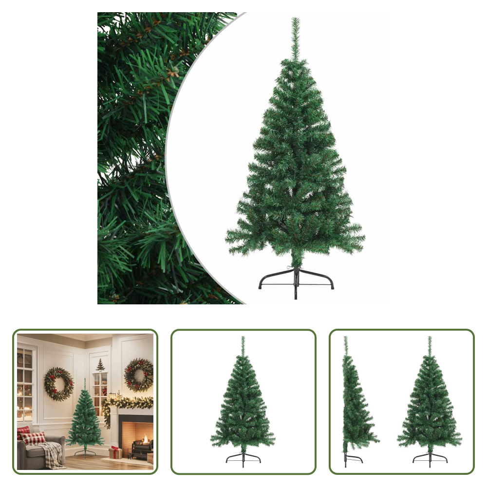 Vidaxl Pvc-weihnachtsbaum - Künstlicher Halb-weihnachtsbaum Mit Ständer Grün 150 Cm Pvc