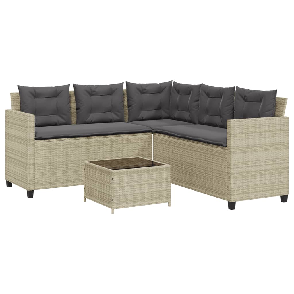 Maison Exclusive - Gartensofa In L-form Mit Tisch Und Kissen Hell