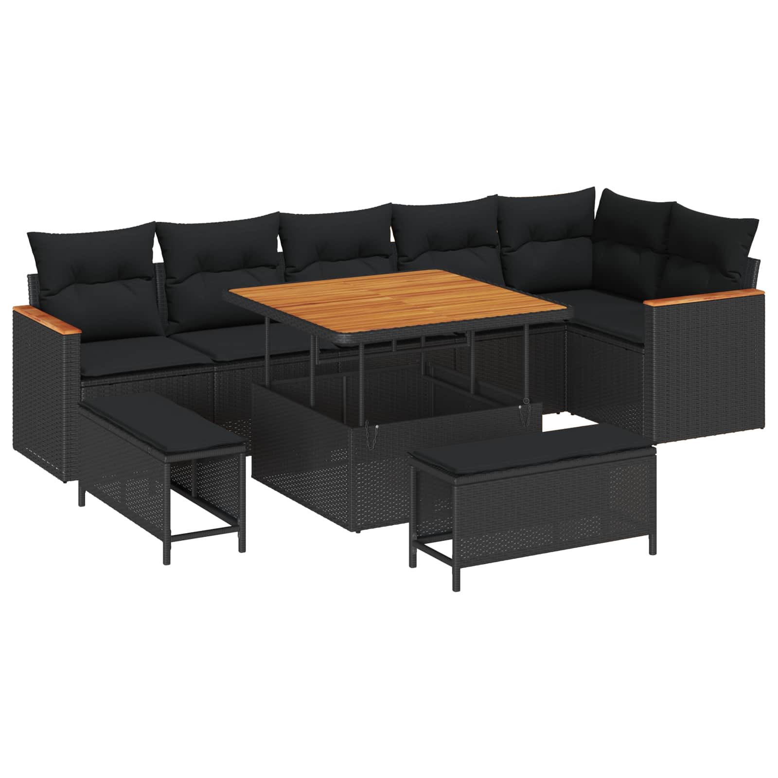 Maison Exclusive - Gartensofa-set 9 Stk. 6-sitzanzahl Schwarz Pol