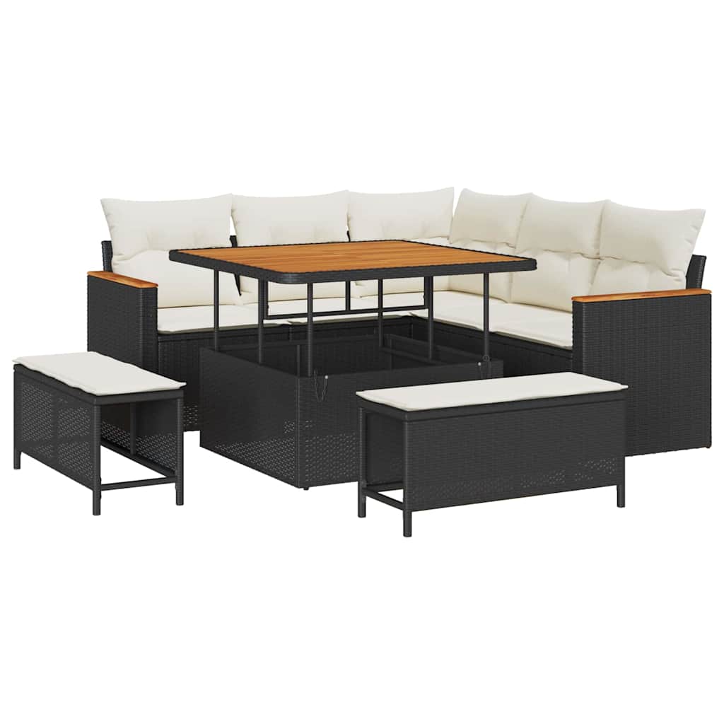 Maison Exclusive - Gartensofa-set 8 Stk. 5-sitzer Schwarz Poly Ra