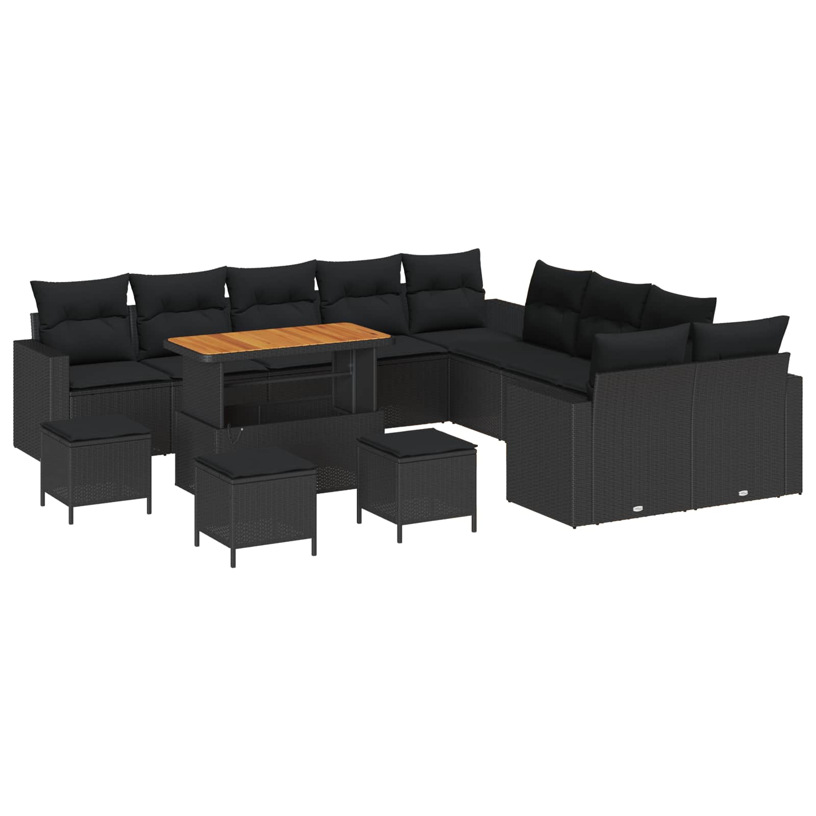 Maison Exclusive - Gartensofa-set 18 Stk. 11-sitzer Schwarz Poly-