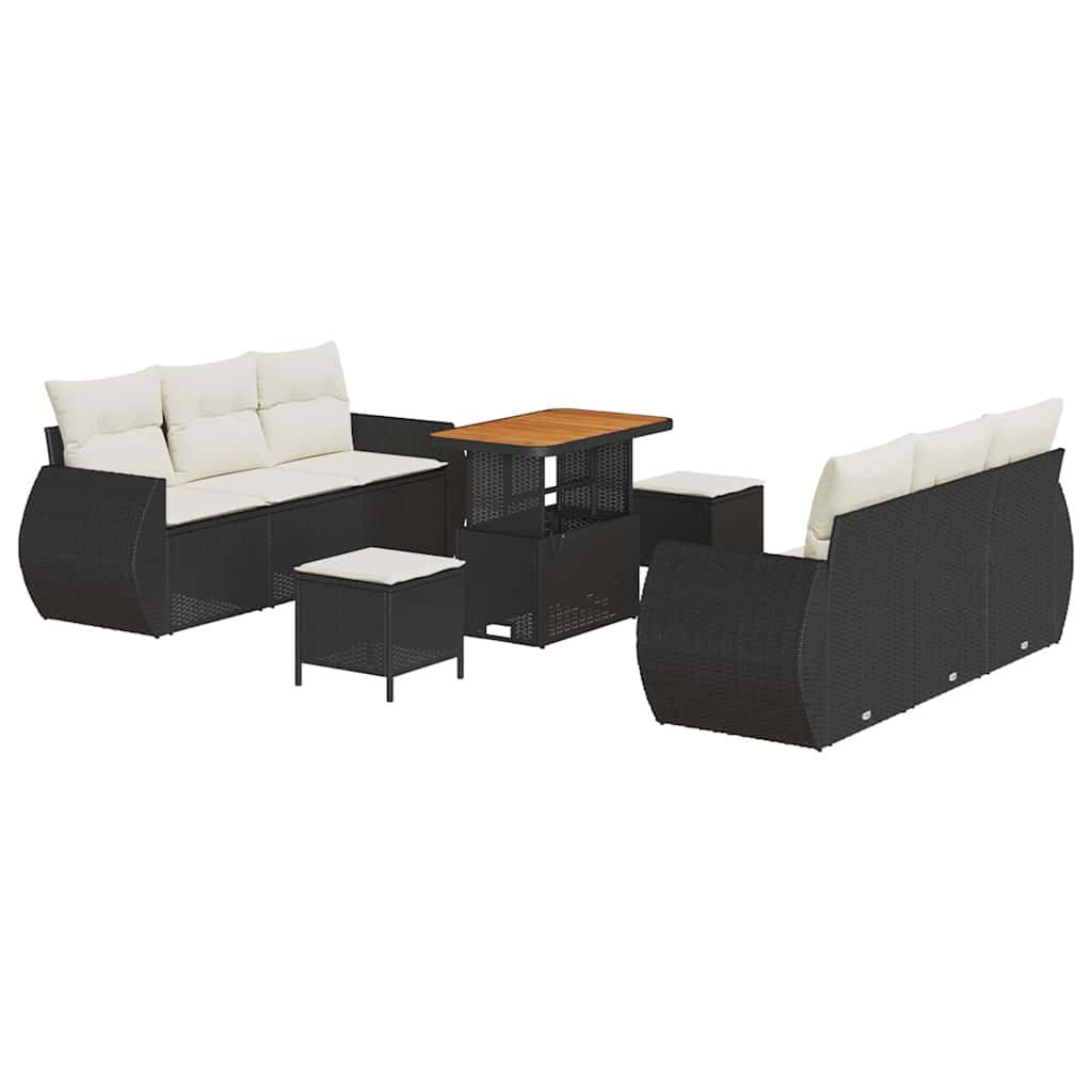 Maison Exclusive - Gartensofa-set 9 Stk. 6-sitzer Schwarz Und Cre