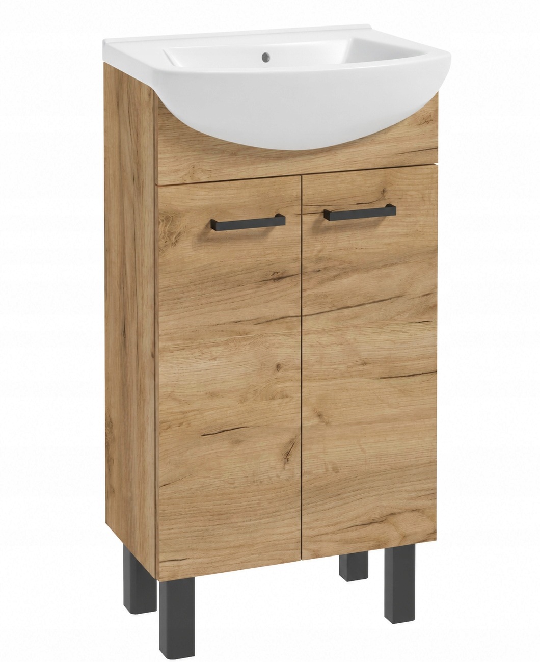 Freistehender Badezimmerschrank Mit Waschbecken, Goldfarbene Eiche, 45 X 83 Cm