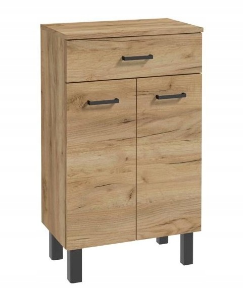 Standbadezimmerschrank Mit Ablage Auf Beinen, Goldfarbene Eiche, 30 X 50 X 82,5 Cm