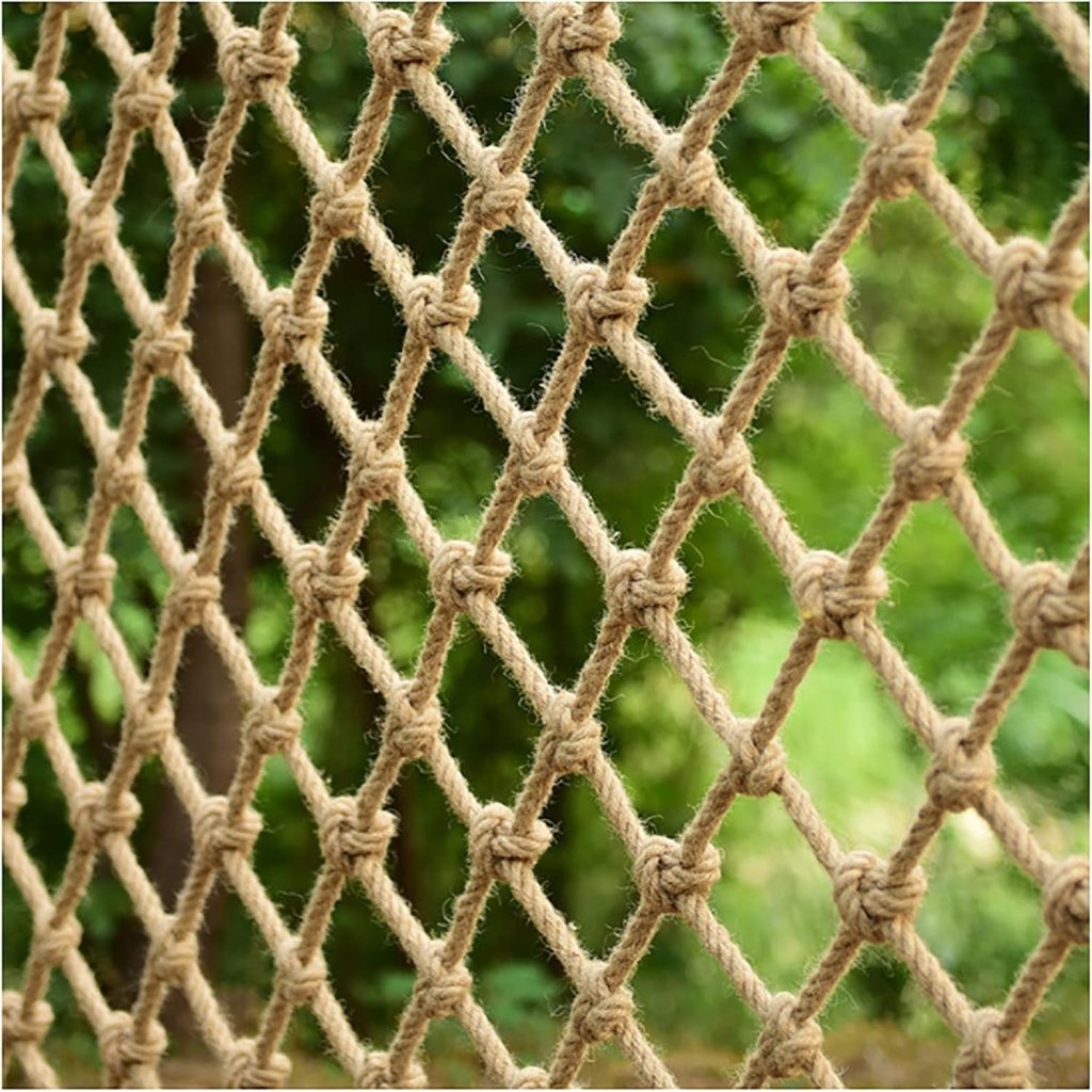 Jute-sicherheitsnetz – Maschenweite 10 Cm – Seilstärke 6 Mm – Seilnetz Für Balkon, Treppe, Dekoration Und Fotowand – Mehrere Größen