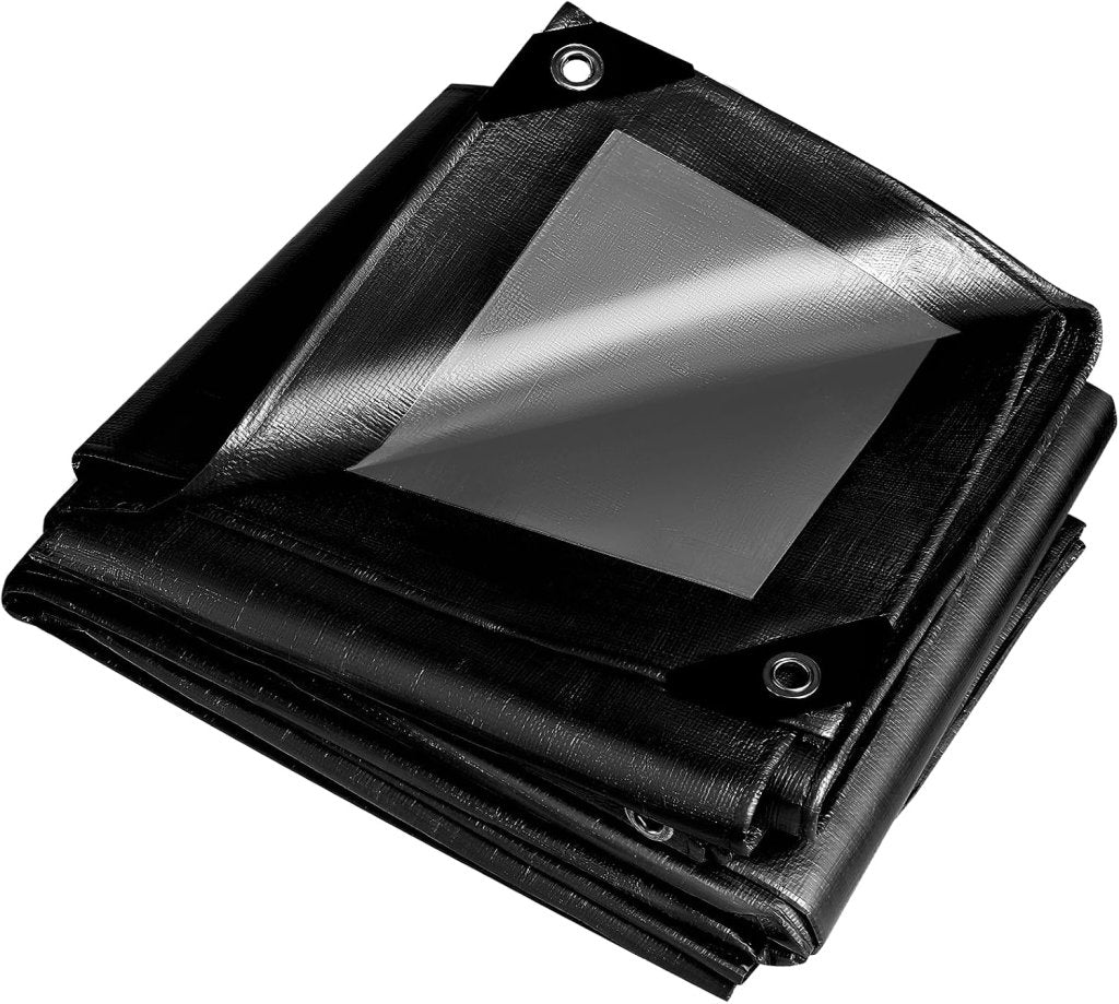 Wasserdichte Abdeckplane, 2 X 4 Meter, 260 G/m², Mit Ösen, Schwarz – Pe-abdeckplane – Schutzplane