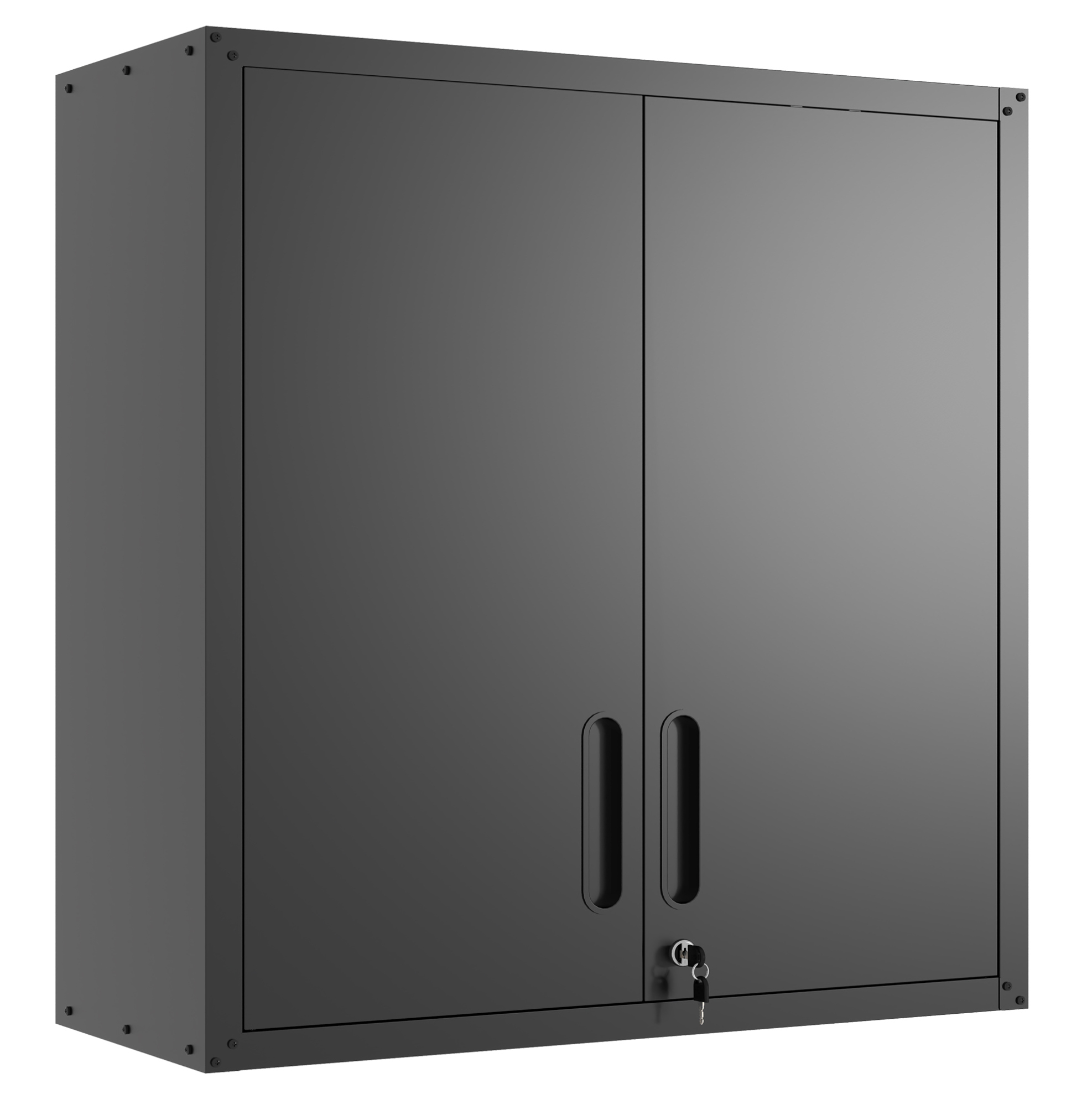 Schwarzer Metall-wandschrank Mit Schloss Und Verstellbarem Einlegeboden 77 X 75 X 30 Cm