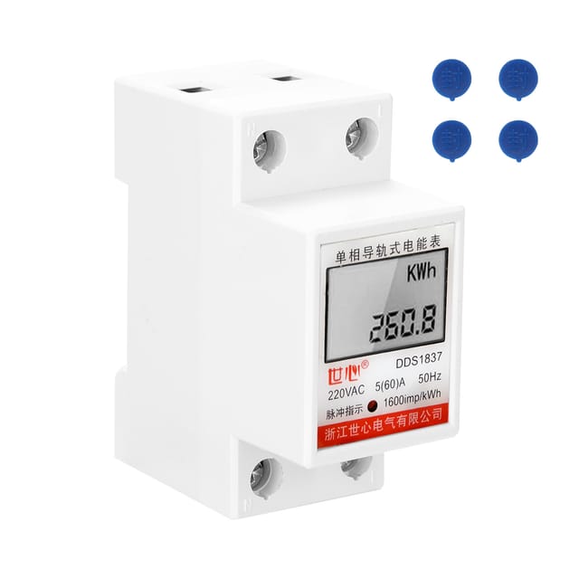 Einphasiger Elektronischer Energiezähler Dds-ldg, 35 Mm Din-schienenmontage, Mit Lcd-bildschirm (ohne Hintergrundbeleuchtung), Zufälliges Paneldesign.