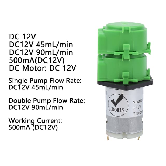 Doppelkopf-schlauchpumpe, Mini-umwälzpumpe, Flachplatten-wasserpumpe, 2 X 4 Mm Pumpenschlauch, 12 V Dc