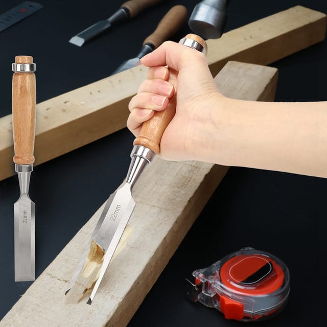 Flachmeißel Mit Holzgriff, Holzbearbeitungswerkzeug, Chrom-vanadium-stahl, 22 Mm