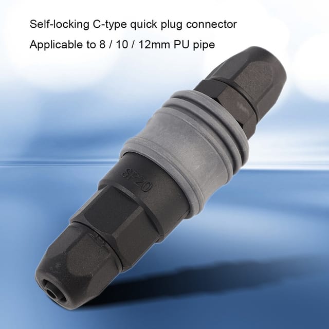 Selbstsichernder Pneumatischer Schnellverbinder Typ C Aus Kunststoff/stahl Sp+pp, Geeignet Für 8/10/12 Mm Pu-schläuche.