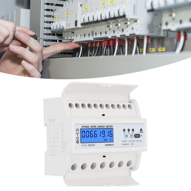 Dreiphasen-380v-energiezähler, 7-polig, Auf Din-schiene, Mit Lcd-anzeige Und Modbus Rs485-kommunikationsprotokoll (dts6619-016).