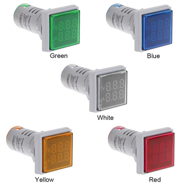 Quadratisches Led-digitalvoltmeter Und -amperemeter Mit Doppelanzeige (spannung Und Stromstärke), Ac 60–500 V, 0–100 A, Yf000409-wd, Weiß