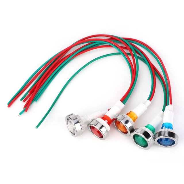 Ich Verkaufe 15 Led-signalleuchten Mit Kabeln, Betriebsanzeigeleuchten, Dc12v, 10 Mm, Je 3 Stück In Den Farben: Rot, Grün, Gelb, Blau Und Weiß.