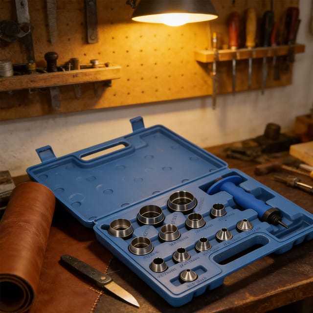 Set Aus 13 Riemenstanzwerkzeugen (5-35 Mm) In Blau, Ausschließlich Erhältlich Ab Lager Im Ausland.