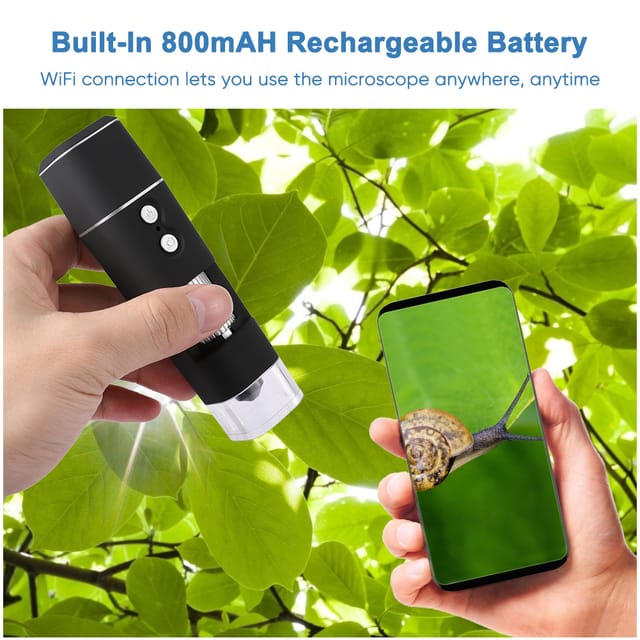 Exklusiv Bei Fba: Kabelloses 2-megapixel-digitalmikroskop Mit Wlan, 1000-fache Vergrößerung, Hochauflösendes Elektronenmikroskop Mit Integriertem 800-mah-lithium-ionen-akku