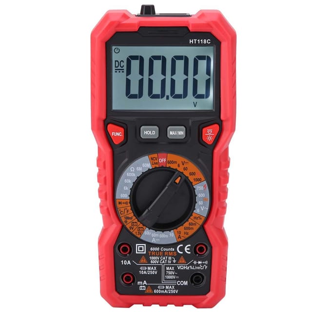 Neues Vollautomatisches, Intelligentes Und Hitzebeständiges Digitalmultimeter Ht118c, Rot, Batterielose Lieferung, Inklusive Temperaturmessung (-40°c Bis 1000°c).