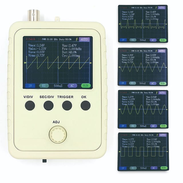 Mini-tragbares Digitales Oszilloskop Tft 2,4 Zoll (fertigprodukt) Mit Netzteil Und Bnc-klemmenkabel-tastkopf (europäischer Standard).