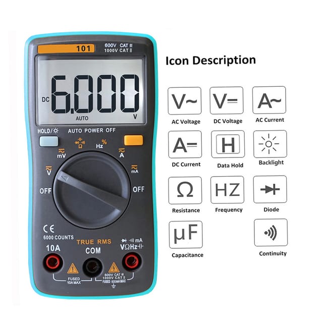 Richmeters Rm101 True Rms Lcd Digitalmultimeter - Batterie Nicht Im Lieferumfang Enthalten.
