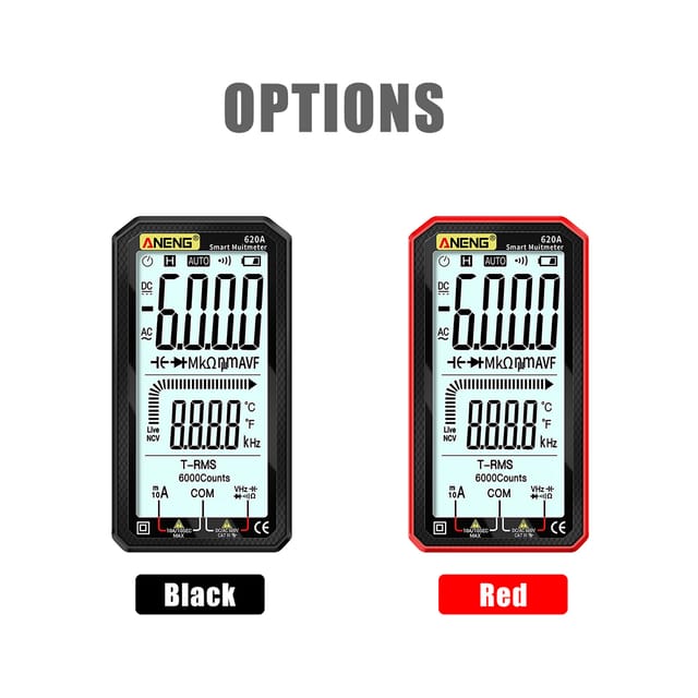 Aneng Taschenmultimeter Mit Großem 4,7-zoll-lcd-bildschirm, Eingebautem Intelligentem Digitalmultimeter Mit Manueller/automatischer Bereichswahl, Modell 620a Mit True-rms-wert, Rot, Lieferung Ohne Bat