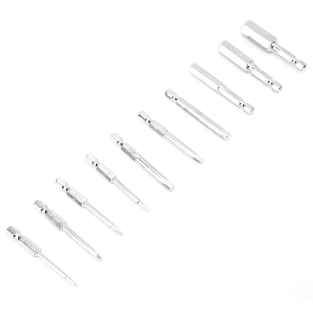 Set Mit 10 Sechskant-schraubendreherbits, 60 Mm Lang, Metrisch 1,5–12 Mm, Material S2, Bst-bits – 018