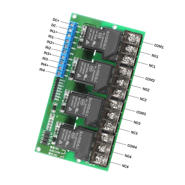 Steuerplatine Für Ein 4-kanal-12v-dc-30a-relaismodul, Optisch Isoliert, High/low-triggerung Yyg-4
