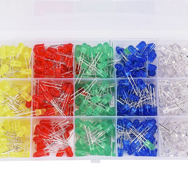 Schachtel Mit 500 5-mm-leds Mit Transistoren (rot, Gelb, Blau, Grün, Weiß)