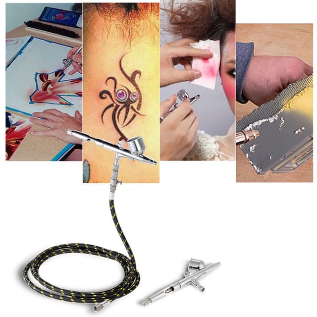 Kkmoon Airbrush-set Für Malerei Und Kunst, Verstellbare Doppelwirkungs-innendüse (0,2 Mm, 0,3 Mm, 0,5 Mm), 7 Cm³ (t130t) + Schlauch