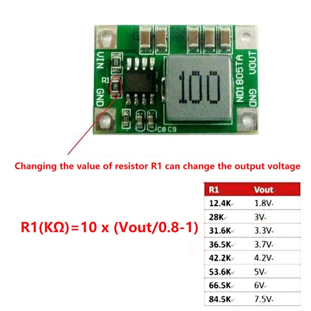 Nd1805ta 5a Abwärtsspannungswandlermodul: 5-18v Motor-/led-stromversorgung Auf 3/3,3v/3,7v/4,2v/5v/6v (5-18v Auf 5v)
