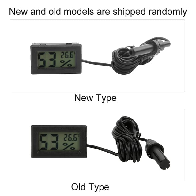 Fy-12 Schwarzes Digitales Thermo-hygrometer Mit Integrierter Led Und Sonde