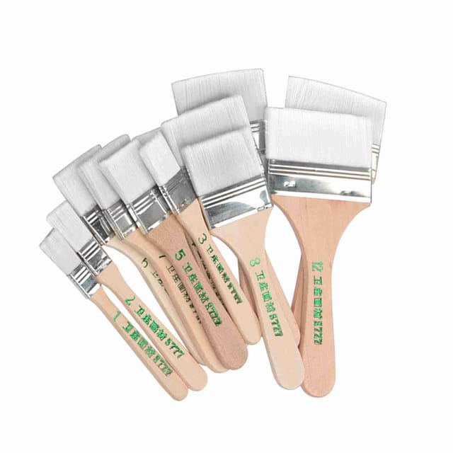 Set Mit 12 Grillpinseln, Nylonborsten, Ölmalpinsel, Große, Mittlere Und Kleine Pinsel, Kindermalpinsel, Weiß.