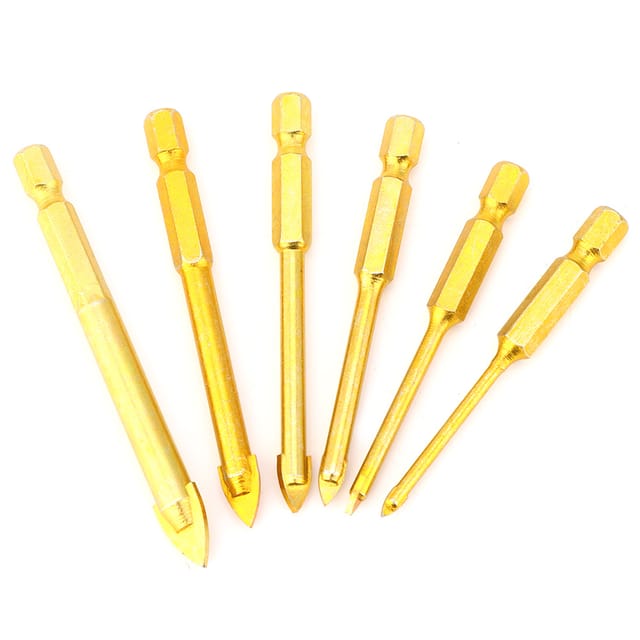 Set Mit 6 Dreieckigen Bohrern Für Marmorfliesen, Spiralbohrer Aus Hochgeschwindigkeitsstahl, Sechskantschaft.