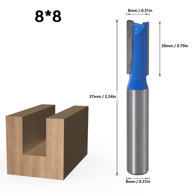 7-teiliges Set Bestehend Aus Einem 8-mm-nutfräser Für Die Holzbearbeitung, Einem Doppelseitigen Nutfräser, Einem Nutfräser Und Einem Weiteren Nutfräser.