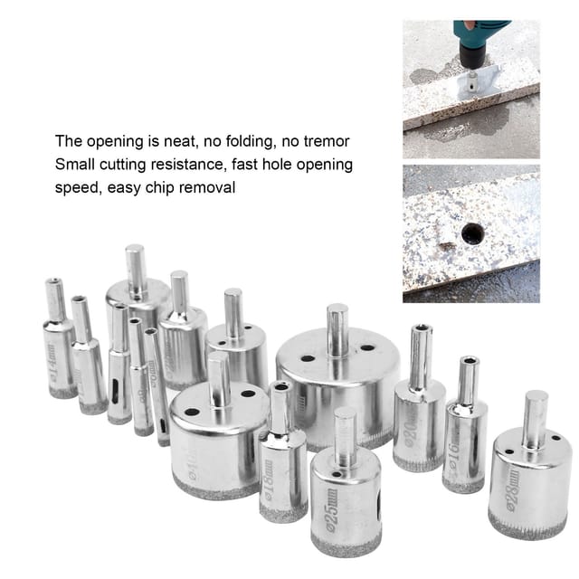 Set Mit 15 Diamantbohrern Zum Bohren Von Glas, Keramik Und Marmor (6 Mm Bis 50 Mm)