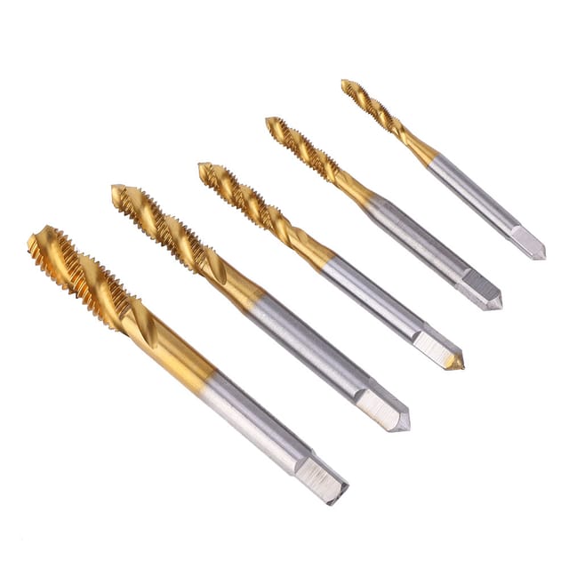 5 Titanbeschichtete Vapd-gewindebohrer Aus Schnellarbeitsstahl, M3-m8-gewindereibahlen Und Gewindebohrer.