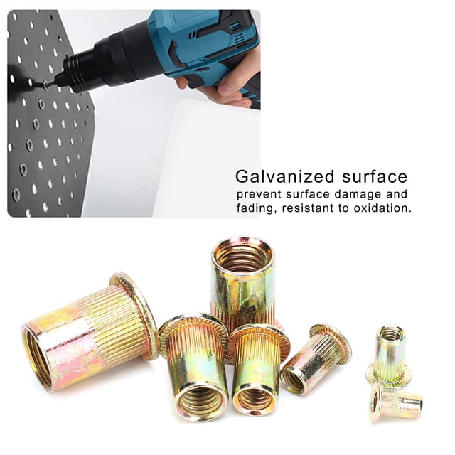 220 Farbige, Verzinkte Nietmuttern, Verpackt In Einem Beutel, Kombination M3-m12