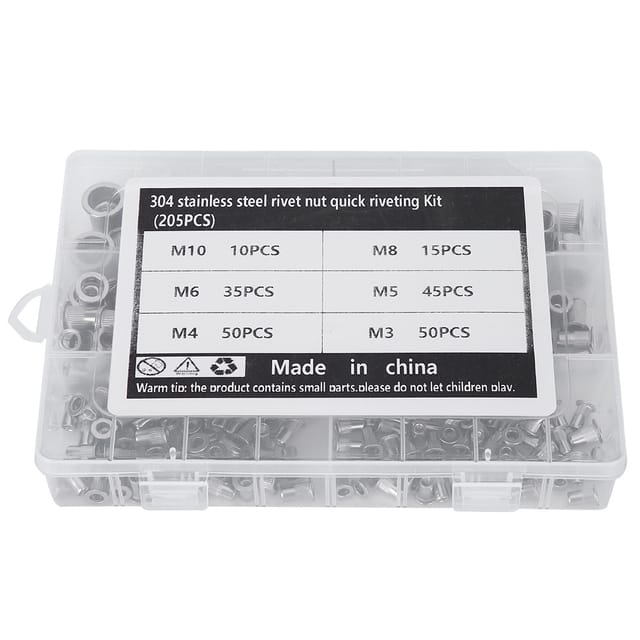 205 Nietmuttern M3-m10 Aus Edelstahl 304, Verpackt In Einer Schachtel.